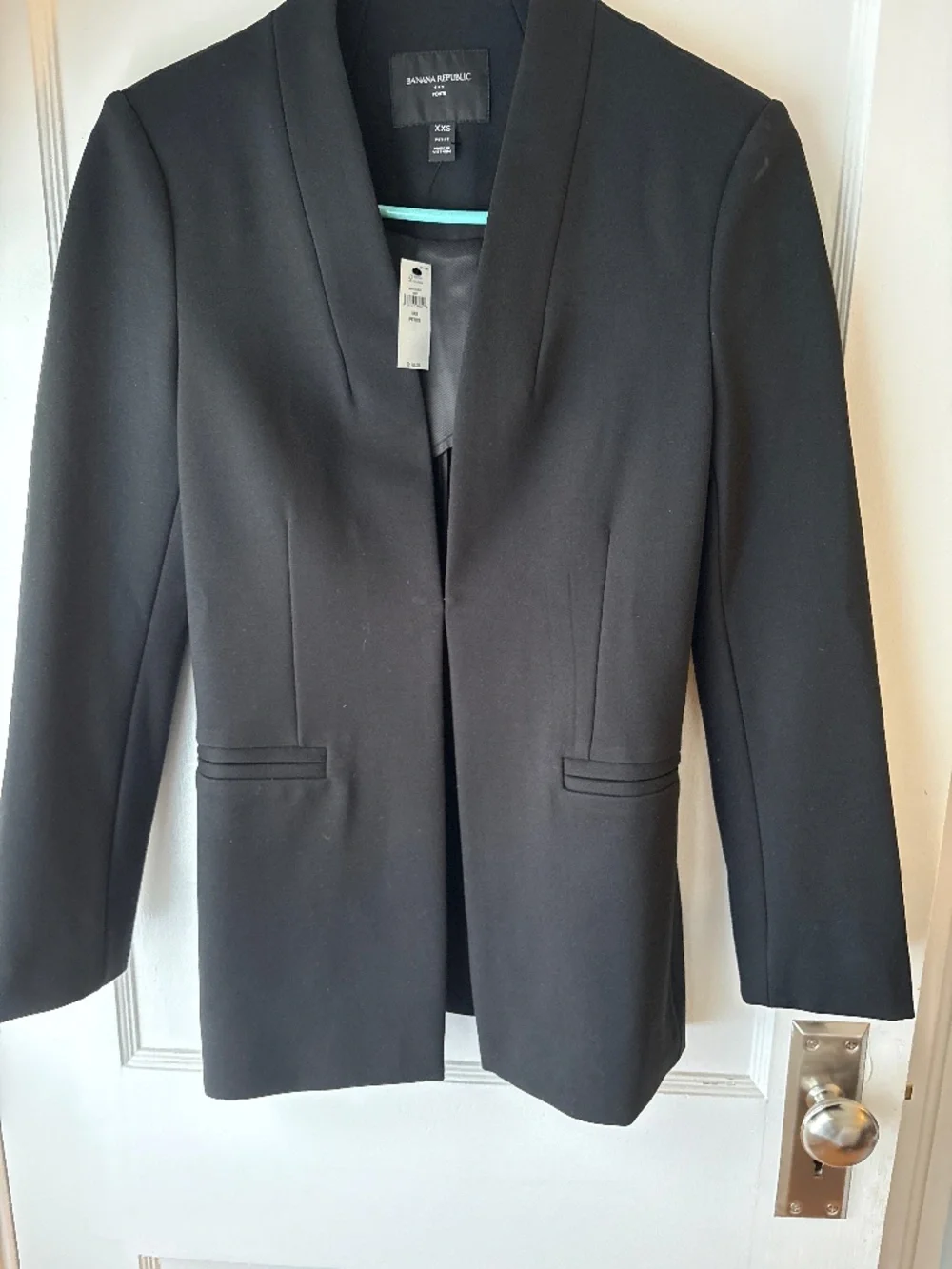 NWT! Banana Republic Black Ponte Collarless Blazer, Sz XXSP